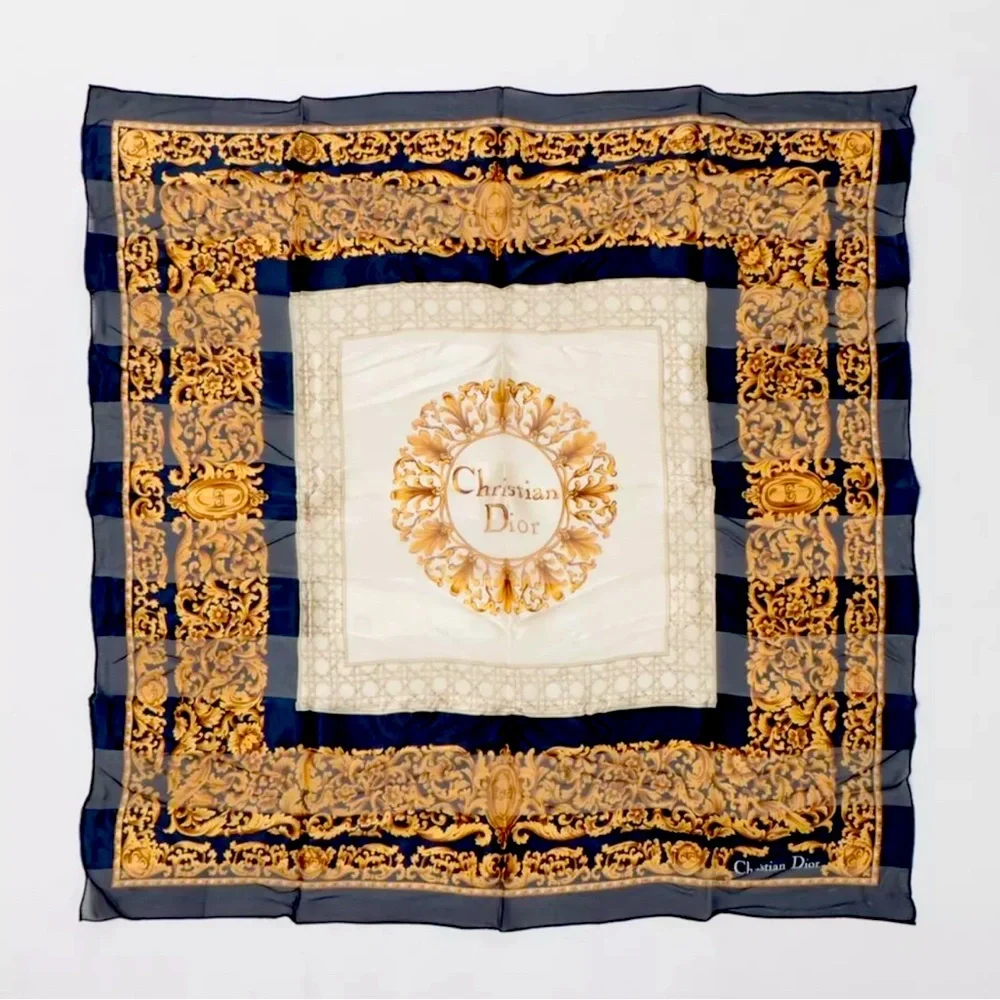 Christian Dior Sil Scarf - Navy